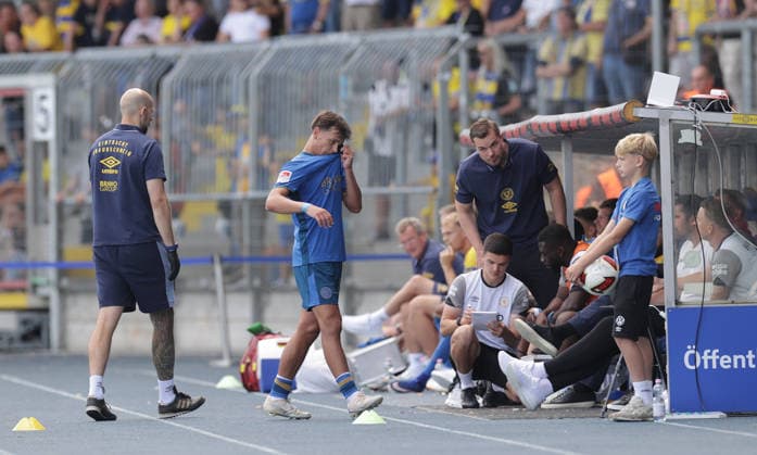 Max Marie (Eintracht Braunschweig) Fussball, Herren, Saison 2026 2027 2.BL, Eintracht Stadion, Eintracht Braunschweig gegen RAAL La Louviere, Saisonvorbereitung, Testspiel, 0-0 DFL REGULATIONS PROHIBIT ANY USE OF PHOTOGRAPHS AS IMAGE SEQUENCES AND OR QUASI-VIDEO. *** Max Marie Eintracht Braunschweig Soccer, Men s, 2026–2027 Season, 2. Bundesliga, Eintracht Stadium, Eintracht Braunschweig vs. RAAL La Louvière, preseason, friendly match, 0–0. DFL REGULATIONS PROHIBIT ANY USE OF PHOTOGRAPHS AS IMAGE SEQUENCES AND OR QUASI-VIDEO