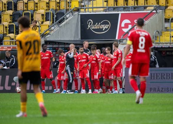Fußball, Herren, Saison 2026 2027, Testspiel, Dynamo Dresden - 1. FC Union Berlin, Union wechselte nach 71 Minuten alle Feldspieler aus, 01.08. 2026, *** Soccer, Men s, 2026–2027 Season, Friendly Match, Dynamo Dresden vs. 1. FC Union Berlin, Union substituted all of its field players after 71 minutes, August 1, 2026, Copyright: xMatthiasxKochx
