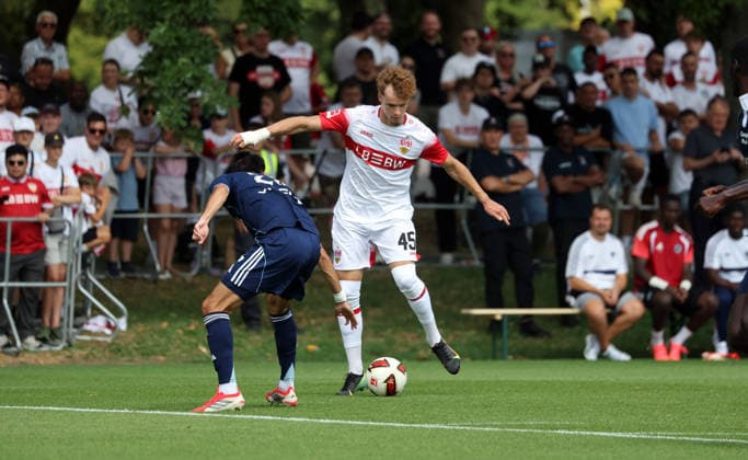 01.08.26 VfB Stuttgart - Paris FC Deutschland, Stuttgart, 01.08.2026, Fussball, Bundesliga, Saison 2026 2027, Testspiel, VfB Stuttgart - Paris FC: Lazar Jovanovic (VfB Stuttgart). *** August 1, 2026 VfB Stuttgart vs. Paris FC Germany, Stuttgart, August 1, 2026, Soccer, Bundesliga, 2026–2027 Season, Friendly Match, VfB Stuttgart vs. Paris FC Lazar Jovanovic VfB Stuttgart