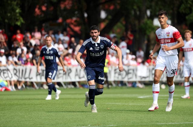 01.08.26 VfB Stuttgart - Paris FC Deutschland, Stuttgart, 01.08.2026, Fussball, Bundesliga, Saison 2026 2027, Testspiel, VfB Stuttgart - Paris FC: Pierre Less-Melou (Paris FC). *** August 1, 2026 VfB Stuttgart vs. Paris FC Germany, Stuttgart, August 1, 2026, Soccer, Bundesliga, 2026–2027 Season, Friendly Match, VfB Stuttgart vs. Paris FC Pierre Less Melou Paris FC