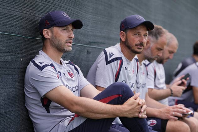 Bologna s head coach Domenico Tedesco looks on during the pre-season friendly match between Bologna FC and SC Cambuur at the Niccolo Galli Training Centre in Casteldebole, Bologna, Italy, Saturday, August 1, 2026.  Copyright: xMassimoxPaolone LaPressex