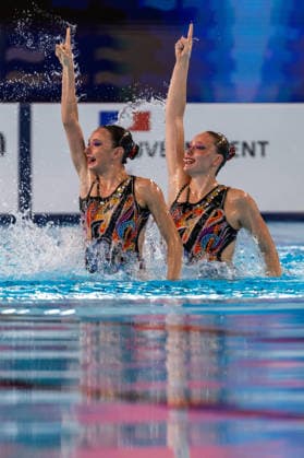 SWIMMING - EAC 2026 PARIS,FRANCE,01.AUG.26 - SWIMMING - European Aquatics Championships Paris 2026, artistic swimming, duet free. Image shows Anna Sophia Aschenbacher and Ixchel Honer (SUI).  GEPAxpictures xPhilippxBrem