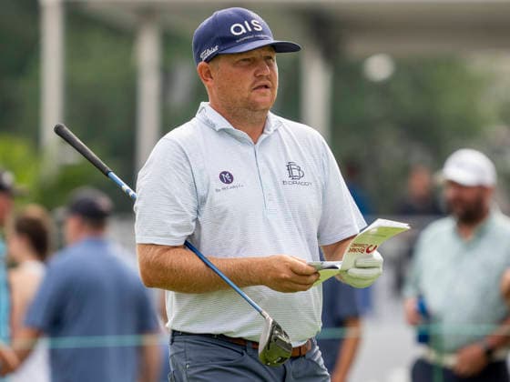 DETROIT, MI - AUGUST 01: Zak Blair looks on during the third round of the Rocket Classic at Detroit Golf Club on August 01, 2026, in Detroit, Michigan. (Photo by Joseph Weiser Icon Sportswire) GOLF: AUG 01 PGA, Golf Herren Rocket Classic EDITORIAL USE ONLY Icon2608010163