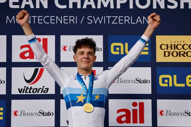 Radsport, Mountainbike, MTB, EM in Monteceneri, U23 01.08.2026, Monteceneri, Monte Ceneri, 2026 UEC MTB European Championship, EM, Europameisterschaft XCO Men U™23s Final (cross country olympic) Alix Andre Gallis 9 (FRA) 1st place, European Champion and gold medal Monteceneri Monte Ceneri Ticino Switzerland *** August 1, 2026, Monteceneri, Monte Ceneri, 2026 UEC MTB European Championship XCO Men U™23s Final, Cross Country Olympic: Alix Andre Gallis, 9, FRA, 1st place, European Champion, and gold medal; Monteceneri, Monte Ceneri, Ticino, Switzerland Copyright: xJustPictures.ch FrancescoxMinghettix jp-en-FrMi-_NG_0613