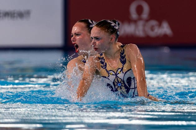SWIMMING - EAC 2026 PARIS,FRANCE,01.AUG.26 - SWIMMING - European Aquatics Championships Paris 2026, artistic swimming, duet free. Image shows Klara Bleyer and Maria Denisov (GER).  GEPAxpictures xPhilippxBrem
