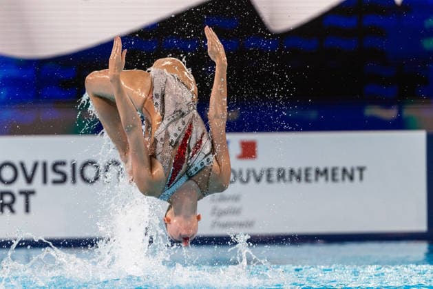 SWIMMING - EAC 2026 PARIS,FRANCE,01.AUG.26 - SWIMMING - European Aquatics Championships Paris 2026, artistic swimming, duet free. Image shows Maila Doroshko and Aleksandra Shmidt (NAB).  GEPAxpictures xPhilippxBrem
