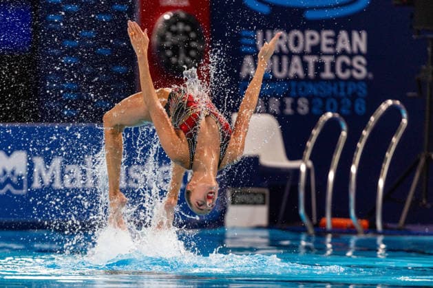 SWIMMING - EAC 2026 PARIS,FRANCE,01.AUG.26 - SWIMMING - European Aquatics Championships Paris 2026, artistic swimming, duet free. Image shows Anna Maria and Eirini Alexandri (GRE).  GEPAxpictures xPhilippxBrem