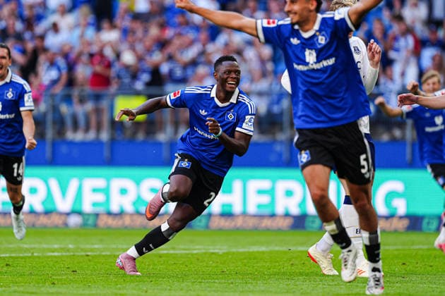Torjubel Patson Daka (Hamburger SV, 27) nach Tor zum 1:1 GER, Hamburger SV vs. FC Everton, Fußball, Testspiel, Saison 2026 2027, 01.08.2026 GER, Hamburger SV vs. FC Everton, Fußball, Testspiel, Saison 2026 2027, 01.08.2026 Hamburg *** Patson Daka celebrates a goal for Hamburger SV, 27, after scoring the 1-1 goal (GER), Hamburger SV vs. Everton FC, soccer, friendly match, 2026–2027 season, August 1, 2026, Germany, Hamburger SV vs. Everton FC, soccer, friendly match, 2026–2027 season, August 1, 2026, Hamburg Copyright: xEibner-Pressefoto MarcelxvonxFehrnx EP_MFN