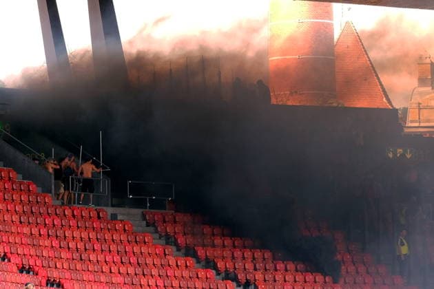 Fußball, Schweiz, FC Zürich - Servette Genf RECORD DATE NOT STATED Fire at Letzigrund during the game FCZ vs Servette Copyright: xSergioxBrunettix