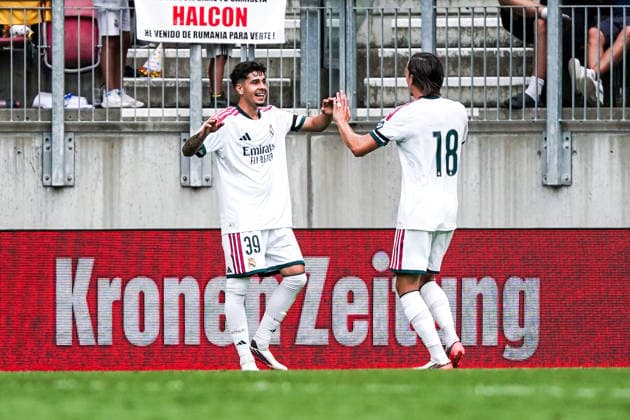 Fussball: Österreich: Internationales Testspiel 2026 2027 - 01.08.2026 - Real Madrid CF vs. ACF Fiorentina - Wörthersee Stadion (Klagenfurt, Österreich); Alexis Ciria (Real Madrid) bejubelt sein Tor zum 2-0 *** Soccer Austria International Friendly 2026 January 8, 2027 Real Madrid CF vs. ACF Fiorentina Wörthersee Stadium, Klagenfurt, Austria Alexis Ciria of Real Madrid celebrates his goal to make it 2–0 Copyright: xLUKAxKOLANOVICx