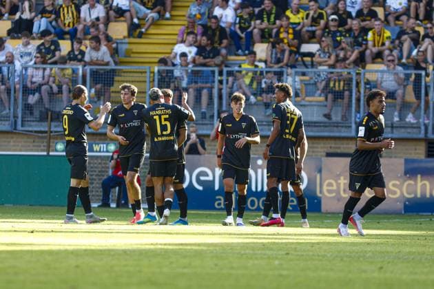KERKRADE , 01-08-2026 ,Parkstad Limburg Stadium , 2026 2027 , Dutch Keuken Kampioen Divisie football , Pre-season friendly match between Roda JC and Alemannia Aachen , pictures shows player of Alemannia Aachen Roda JC - Alemannia Aachen  x205376548x Copyright: