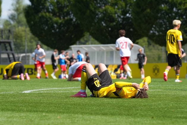 Samstag, 01.08.2026 Saison 2026 2027 1. Runde DFB Pokal der Junioren im BVB Fußballpark Hohenbuschei, Dortmund, Germany. BV Borussia Dortmund U19 - Holstein Kiel U19. Justin Hoy (BVB) *** Saturday, August 1, 2026 2026–2027 Season, 1st Round of the DFB Junior Cup at BVB Fußballpark Hohenbuschei, Dortmund, Germany BV Borussia Dortmund U19 vs. Holstein Kiel U19 Justin Hoy, BVB