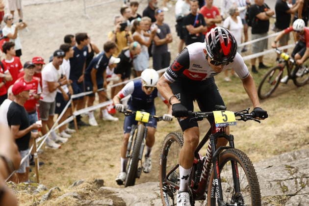 01.08.2026, Monteceneri, Monte Ceneri, 2026 UEC MTB European Championship, EM, Europameisterschaft XCO Men U23 s Final (cross country olympic) Nicolas Halter 5 (SUI) and NaÃ«l Rouffiac 7 (FRA) Monteceneri Monte Ceneri Ticino Switzerland *** August 1, 2026, Monteceneri, Monte Ceneri, 2026 UEC MTB European Championship XCO Men s U23 Final, Cross Country Olympic: Nicolas Halter (5, SUI) and Naël Rouffiac (7, FRA), Monteceneri, Monte Ceneri, Ticino, Switzerland Copyright: xJustPictures.ch FrancescoxMinghettix jp-en-FrMi-_NG_0080
