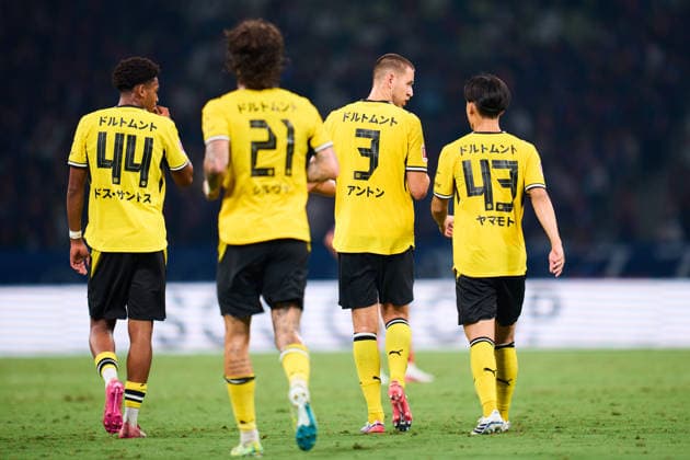 (L-R) Enzo Duarte, Waldemar Anton, Takato Yamamoto (Dortmund), AUGUST 1, 2026 - Football Soccer : International Friendly, Länderspiel, Nationalmannschaft match between FC Tokyo -1 Borussia Dortmund at MUFG STADIUM (National Stadium) in Tokyo, Japan.  aflo_339794768 KenxAsakurax
