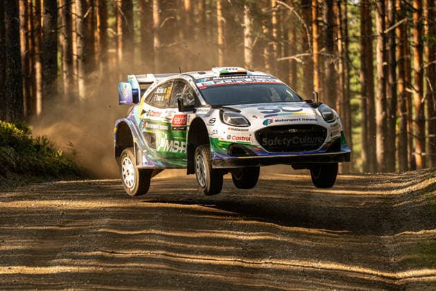IPA87163987 - Joshua McErlean (IRL) and Eoin Treacy (IRL) in an M Ford World Rally Team Ford Puma Rally1 in action during the FIA WRC, Motorsport Rallye, WM SECTO RALLY FINLAND in Jyväskylä, Finland, July 30–August 2, 2026.  Copyright: xFedericoxManoni IPAxSportx xx 87163987