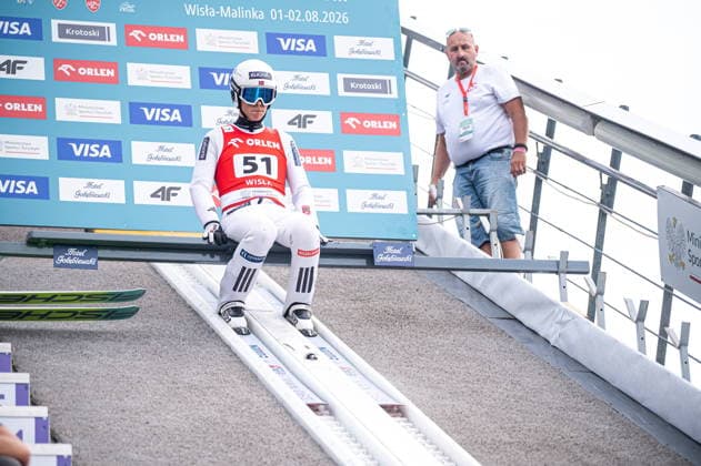 Wisla 01.08.2026 Ski jumping, Skispringen, Ski, nordisch FIS Summer Grand Prix 2026 on Adam Malysz Wisla Malinka Hill. Day 1. Training. --- Skoki Narciarskie. FIS Letnie Grand Prix 2026 na Skoczni im. Adama Malysza w Wisle Malince. Dzien 1. Trening Persons shown : Isak Andreas Langmo Fot. Kai Taller Arena Akcji NEWSPIX.PL --- newspix.pl POLAND OUT! 