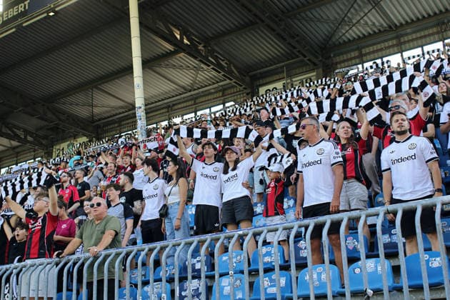Eintracht Frankfurt Fanblock GER, SV Waldhof Mannheim gegen Eintracht Frankfurt, Fussball, Testspieltag, Spielzeit 2026, 01.08.2026. (DFL DFB REGULATIONS PROHIBIT ANY USE OF PHOTOGRAPHS as IMAGE SEQUENCES and or QUASI-VIDEO). GER,SV Waldhof Mannheim gegen Eintracht Frankfurt, Fussball, Testspieltag, Spielzeit 2026, 01.08.2026. Mannheim *** Eintracht Frankfurt Fan Section GER, SV Waldhof Mannheim vs. Eintracht Frankfurt, Soccer, Friendly Match Day, 2026 Season, August 1, 2026 DFL DFB regulations prohibit any use of photographs as image sequences and or quasi-video GER, SV Waldhof Mannheim vs. Eintracht Frankfurt, soccer, preseason match day, 2026 season, August 1, 2026, Mannheim Copyright: xEibner-Pressefoto JoergxHirschx EP_JHH