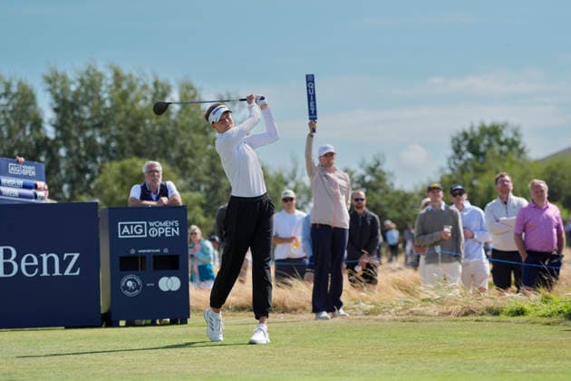 LYTHAM, ENGLAND - AUGUST 1: Esther Henseleit (GER) plays from the fourteenth tee during Round 3 at the 50th AIG Women™s Open Championship at the Royal Lytham and St Anne™s Golf Club, Lytham on August 1, 2026 in Lancashire, England The 50th AIG Women™s Open Championship