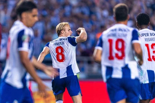 August 1, 2026, Coimbra, Coimbra, Portugal: Coimbra, August 1 - Victor Froholdt of FC Porto is seen celebrating his goal during the FC Porto x SCU Torreense match for the Supertaca Candido de Oliveira Placard 2026 Final at Estadio Cidade de Coimbra on August 1 of 2026 FC Porto X SCU Torreense - Supertaca Candido De Oliveira Placard 2026 Final  - ZUMAl192 20260801_zsp_l192_023 Copyright: xMiguelxLemosx