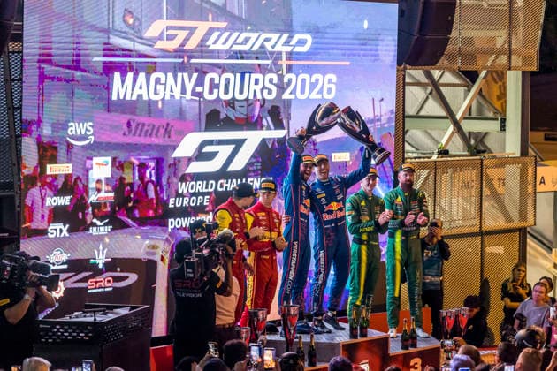 AUTO - GT WORLD CHALLENGE EUROPE ENDURANCE CUP - MAGNY-COURS 2026 03 JUNCADELLA Dani, GOUNON Jules, Mercedes - AMG Team Verstappen Racing,Mercedes-AMG GT3 EVO, 50 Thomas Neubauer, Arthur LECLERC, AF Corse, Ferrari 296 GT3 EVOPRO, 48 Lucas Auer, Maro ENGEL, Courses Winward, Mercedes-AMG GT3 EVOPRO, portrait, podium, during the 6th round of the GT World Challenge Europe 2026, from July 31 to August 2, 2026 on the Circuit de Nevers Magny-Cours, in Magny-Cours, France -  Copyright: xGREGORYxLENORMANDx