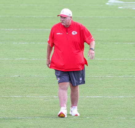 AUGUST 1, 2026: Kansas City Chiefs head coach Andy Reid reacts during practice at Chiefs training camp in St. Joseph, MO. CSM St. Joseph United States - ZUMAc04_ 20260801_zma_c04_034 Copyright: xRomanxPunox