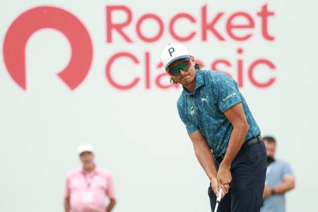 Rocket Classic DETROIT, MICHIGAN - AUGUST 1: Rickie Fowler of the United States reacts to his putt on the 18th green during the third round of the Rocket Classic 2026 at the Detroit Country Club in Detroit, Michigan, MI, USA Saturday, August 1, 2026. Detroit Michigan United States  Copyright: xJorgexLemusx originalFilename:lemus-rocketcl260801_npl4B.jpg
