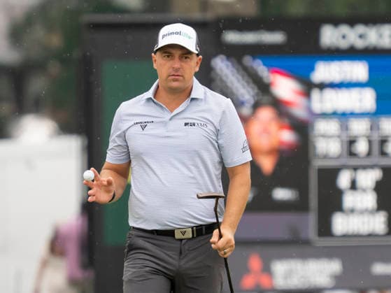 DETROIT, MI - AUGUST 01: Justin Lower (USA) reacts after putting the ball during the third round of the Rocket Classic at Detroit Golf Club on August 01, 2026, in Detroit, Michigan. (Photo by Joseph Weiser Icon Sportswire) GOLF: AUG 01 PGA, Golf Herren Rocket Classic EDITORIAL USE ONLY Icon2608010703