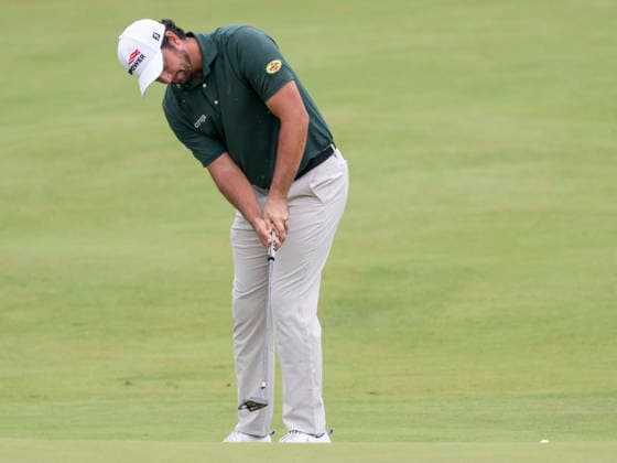 DETROIT, MI - AUGUST 01: Davis Riley (USA) putts the ball during the third round of the Rocket Classic at Detroit Golf Club on August 01, 2026, in Detroit, Michigan. (Photo by Joseph Weiser Icon Sportswire) GOLF: AUG 01 PGA, Golf Herren Rocket Classic EDITORIAL USE ONLY Icon2608010713