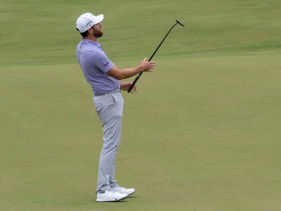 DETROIT, MI - AUGUST 01: Chris Kirk (USA) reacts after putting on 14th green during the third round of the Rocket Classic at Detroit Golf Club on August 01, 2026, in Detroit, Michigan. (Photo by Joseph Weiser Icon Sportswire) GOLF: AUG 01 PGA, Golf Herren Rocket Classic EDITORIAL USE ONLY Icon2608010733