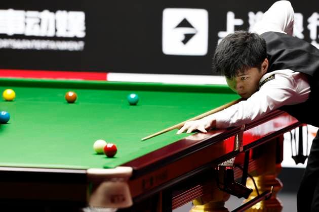 SHANGHAI, CHINA - AUGUST 01: Zhao Xintong of China plays a shot in the Semifinal match against Kyren Wilson of England on Day 6 of the 2026 Snooker Shanghai Masters at Luwan Gymnasium on August 1, 2026 in Shanghai, China.  Copyright: xChinaxNewsxServicex 111657636537