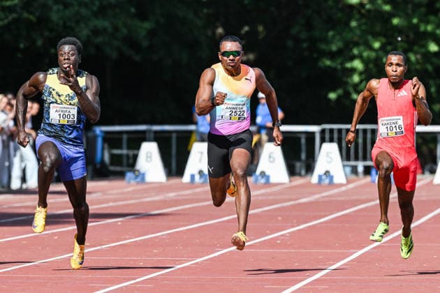 IFAM outdoor Oordegem 2026 Elvis Afrifa (NETHERLANDS) runs 100m MEN , Animesh Kujur (INDIA - Onbekend) runs 100m MEN , Sitali Kakene (ZAMBIA) runs 100m and 200m MEN pictured during IFAM outdoor Oordegem , on Saturday 1 August 2026 in Oordegem , Belgium . PHOTO ISOSPORT Stijn Audooren Oordegem Belgium  Copyright: xStijnxAudoorenx 20260801_164456_SA2_0300