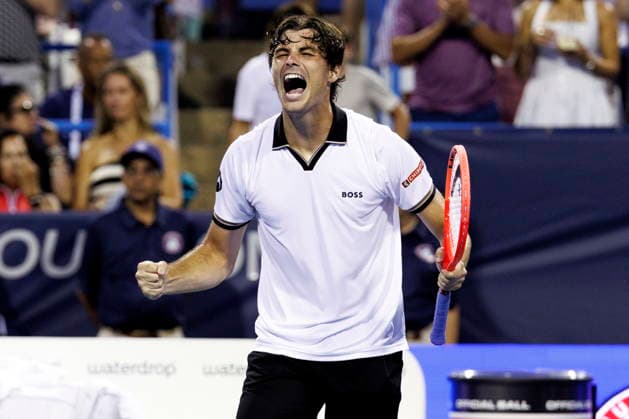 Mubadala Citi DC Tennis Open Taylor Fritz of the USA celebrates after beating Brandon Nakashima of the USA during their semi final match at the Mubadala Citi DC Open in Washington, DC, USA, 01 August 2026. WASHINGTON, DC DC UNITED STATES  Copyright: xWILLxOLIVERx