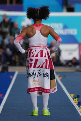 RECORD DATE NOT STATED 1st August 2026; Glasgow, Scotland; 2026 Commonwealth Games, Day Ten; Jazmin Sawyers of England remains focussed during the Womens Long Jump final AlecxBrown