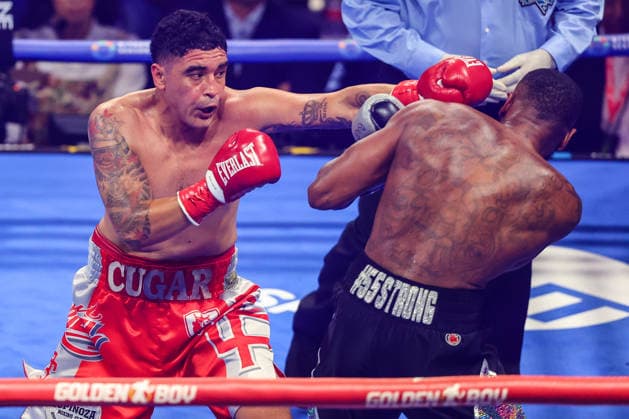 August 01, 2026: (L-R) Welterweight Raul Curiel punches Quinton Randall during the Roach Jr. vs Zepeda card inside The Theater at the Virgin Hotels on August 1, 2026 in Las Vegas, NV. CSM. Las Vegas United States of America - ZUMAc04_ 20260801_zma_c04_180 Copyright: xChristopherxTrimx