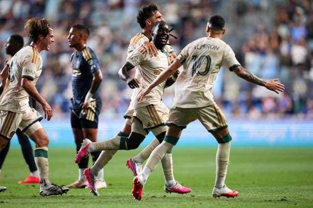 August 01, 2026: Atlanta United Midfielder Tristan Muyumba (8) celebrates a goal during the second half of an MLS, Fussball Herren, USA match against the Philadelphia Union at Subaru Park in Chester, Pennsylvania. CSM Chester United States of America - ZUMAc04_ 20260801_zma_c04_198 Copyright: xKylexRoddenx
