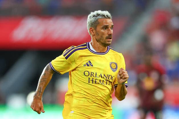 HARRISON, NJ - AUGUST 01: Antione Griezmann 7 of the Orlando City SC during the first half of the game against Red Bull New York on August 1, 2026 at Sports Illustrated Stadium in Harrison, New Jersey. (Photo by Rich Graessle Icon Sportswire) SOCCER: AUG 01 MLS, Fussball Herren, USA Red Bull New York vs Orlando City EDITORIAL USE ONLY Icon26080129727