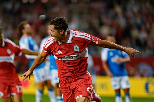 Robert Lewandowski seen celebrating after scoring goal during MLS, Fussball Herren, USA game between teams of Chicago Fire and Charlotte FC (Martin Murillo Ball Raw Images) Chicago Dignity Health Sports Park USA Copyright: xMartinxMurillox martinmurillo_chicagofire_charlotte_2627-7