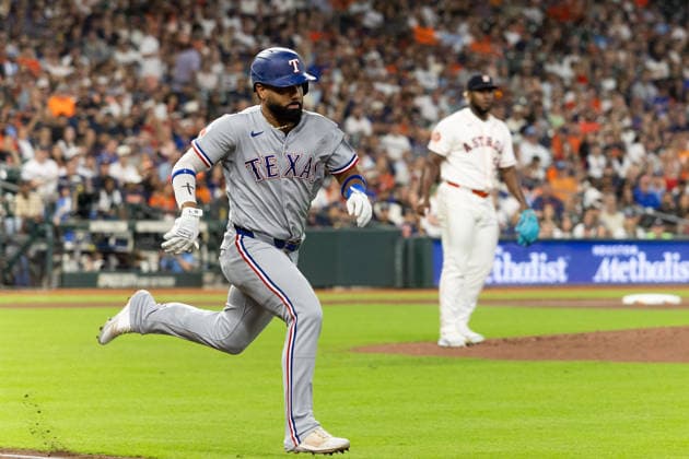 August 1, 2026, Houston, Texas, USA: Texas Rangers second baseman EZEQUIEL DURAN (20) runs to first base in the top of the second inning of a Major League Baseball game between the Texas Rangers and the Houston Astros, August 1, 2026, at Daikin Park in Houston, Texas. Houston USA - ZUMAg287 20260801_zsp_g287_015 Copyright: xMatthewxGuzmanx
