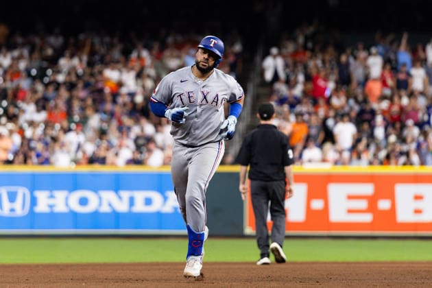 August 1, 2026, Houston, Texas, USA: Texas Rangers catcher ELIAS DIAS (35) runs to third base after hitting a home run in the top of the seventh inning of a Major League Baseball game between the Texas Rangers and the Houston Astros, August 1, 2026, at Daikin Park in Houston, Texas. Houston USA - ZUMAg287 20260801_zsp_g287_028 Copyright: xMatthewxGuzmanx