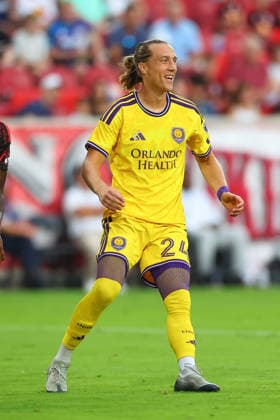 HARRISON, NJ - AUGUST 01: Griffin Dorsey 24 of the Orlando City SC during the first half of the game against Red Bull New York on August 1, 2026 at Sports Illustrated Stadium in Harrison, New Jersey. (Photo by Rich Graessle Icon Sportswire) SOCCER: AUG 01 MLS, Fussball Herren, USA Red Bull New York vs Orlando City EDITORIAL USE ONLY Icon26080129740