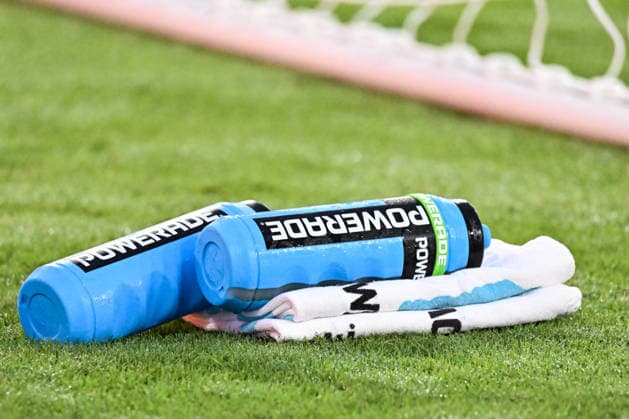 ST. LOUIS, MO - AUGUST 01: Powerade bottles and towels sit behind the goal for usage during the MLS, Fussball Herren, USA regular season match where St. Louis CITY SC hosted Real Salt Lake on Saturday August 1st, 2026, at Energizer Park in St. Louis City, MO. (Photo by Rick Ulreich Icon Sportswire) SOCCER: AUG 01 MLS St. Louis CITY SC vs Real Salt Lake EDITORIAL USE ONLY Icon26080108