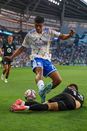 August 1, 2026, St. Paul, Minnesota, United States: San Diego FC midfielder ALEJANDRO ALVARADO JR. (70) jumps over Minnesota United FC defense ANTHONY MARKANICH (13). Minnesota United hosted San Diego August 1st. The teams faced off at Allianz Field in St. Paul, Minnesota. The teams drew 1-1. St. Paul United States - ZUMAt166 20260801_zsp_t166_023 Copyright: xMichaelxTurnerx