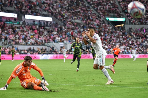 August 1, 2026, Miami, Florida, USA: LUIS SUAREZ (9) of Inter Miami CF reacts after a missed chance during a MLS, Fussball Herren, USA game between Inter Miami CF and Columbus Crew Miami USA - ZUMAa257 20260801_zsp_a257_013 Copyright: xChrisxArjoonx