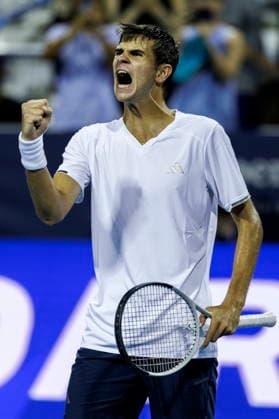 Mubadala Citi DC Tennis Open Rafael Jodar of Spain celebrates after beating Alejandro Tabilo of Chile during their semi final match at the Mubadala Citi DC OpenIn Washington, DC, USA, 01 August 2026. WASHINGTON, DC DC UNITED STATES  Copyright: xWILLxOLIVERx