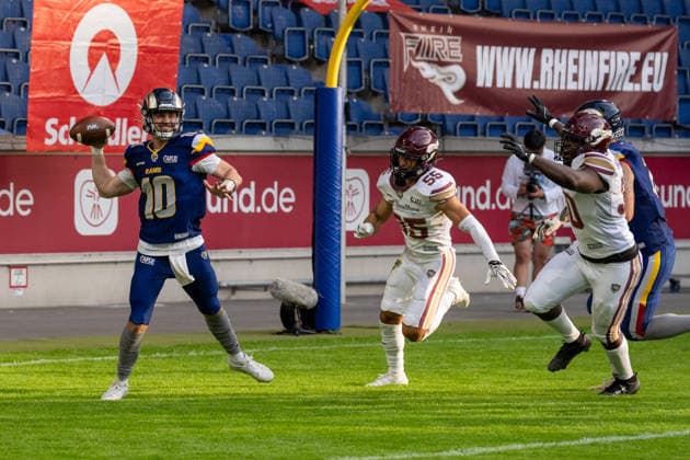 Seth Morgan (Alpine Rams, 10), GER Rhein Fire vs. Alpine Rams, American Football, AFLE, Saison 2026, 01.08.2026 GER Rhein Fire vs. Alpine Rams, American Football, AFLE, Saison 2026, 01.08.2026 Duisburg *** Seth Morgan Alpine Rams, 10, GER Rhein Fire vs. Alpine Rams, American Football, AFLE, 2026 Season, August 1, 2026 GER Rhein Fire vs. Alpine Rams, American Football, AFLE, 2026 Season, August 1, 2026, Duisburg Copyright: xEibner-Pressefoto FabianxFriesex EP_FFE