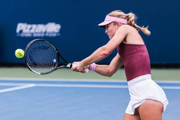 August 1, 2026, Toronto, Ontario, Canada: EMERSON JONES of Australia is seen in action against VARVARA LEPCHENKO of United States of America during a women s singles qualifying match at the 2026 National Bank Open at Sobeys Stadium in Toronto, Ontario. Toronto Canada - ZUMAt160 20260801_zip_t160_047 Copyright: xMathewxTsangx