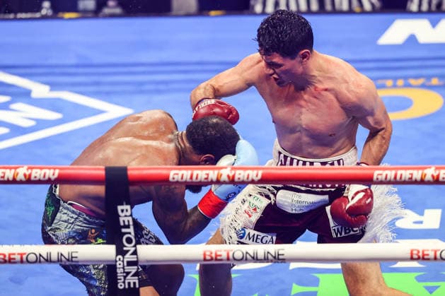 August 01, 2026: (R-L) William Zepeda punches Lamont Roach Jr. during their WBC Lightweight title fight inside The Theater at the Virgin Hotels on August 1, 2026 in Las Vegas, NV. CSM. Las Vegas United States of America - ZUMAc04_ 20260801_zma_c04_272 Copyright: xChristopherxTrimx