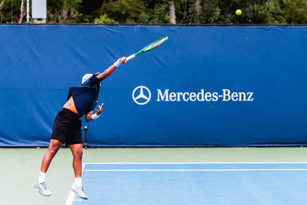 August 1, 2026, Toronto, Ontario, Canada: MANANCHAYA SAWANGKAEW of Thailand is seen in action against REBECCA SRAMKOVA of Slovakia during a women s singles qualifying match at the 2026 National Bank Open at Sobeys Stadium in Toronto, Ontario. Toronto Canada - ZUMAt160 20260801_zip_t160_002 Copyright: xMathewxTsangx