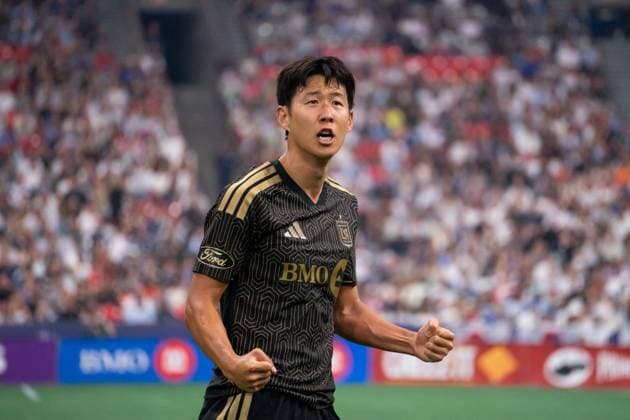 VANCOUVER, CANADA - AUGUST 1: Heung Min Son of Los Angeles FC reacts and celebrates after scoring their first goal during the Major League Soccer match between Vancouver Whitecaps FC and Los Angeles at BC Place Stadium on August 1, 2026 in Vancouver, British Columbia, Canada.  Copyright: xAmyxElle SPPx Sportspressphoto_SPR199357