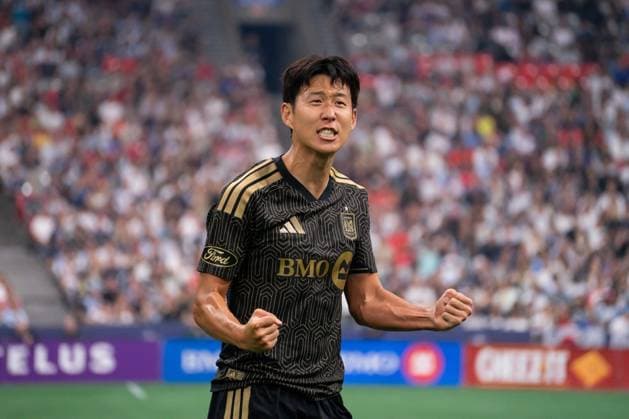 VANCOUVER, CANADA - AUGUST 1: Heung Min Son of Los Angeles FC reacts and celebrates after scoring their first goal during the Major League Soccer match between Vancouver Whitecaps FC and Los Angeles at BC Place Stadium on August 1, 2026 in Vancouver, British Columbia, Canada.  Copyright: xAmyxElle SPPx Sportspressphoto_SPR199356